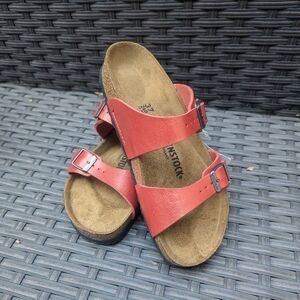 Birkenstock Sydney Size 37 Metallic Red Sandals